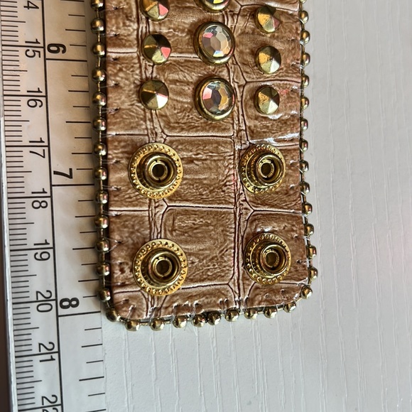 Leather and Aurora Borealis Rhinestone Adjustable Cross Bracelet - Picture 5 of 5